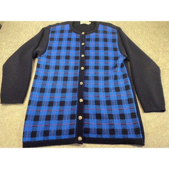 The Edinburgh Collection Sweaters - The Edinburgh Collection Wool Blend Cardigan Tartan Plaid Woman's Large VNTG
